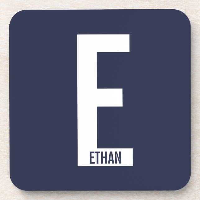 Modern Personalised Bold Monogram and Name Coaster (Front)