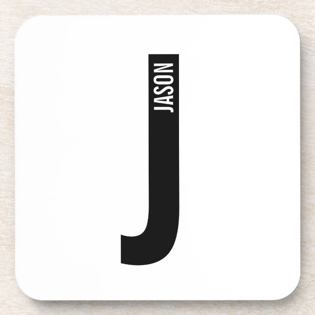 Modern Personalised Bold Monogram and Name Coaster (Front)