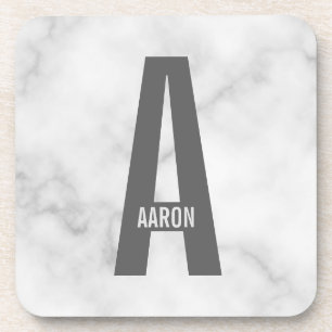 Modern Personalised Bold Monogram and Name Coaster