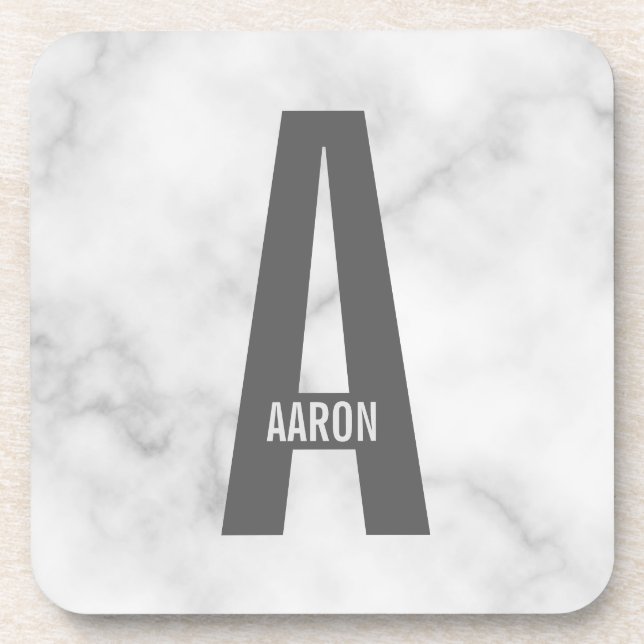 Modern Personalised Bold Monogram and Name Coaster (Front)