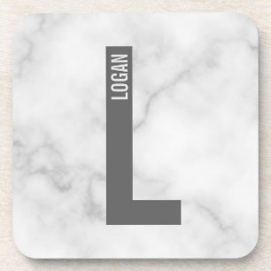 Modern Personalised Bold Monogram and Name Coaster
