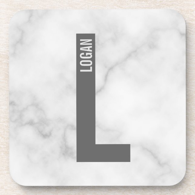 Modern Personalised Bold Monogram and Name Coaster (Front)