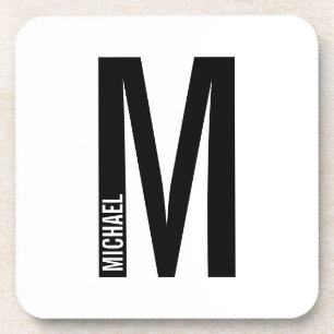 Modern Personalised Bold Monogram and Name Coaster