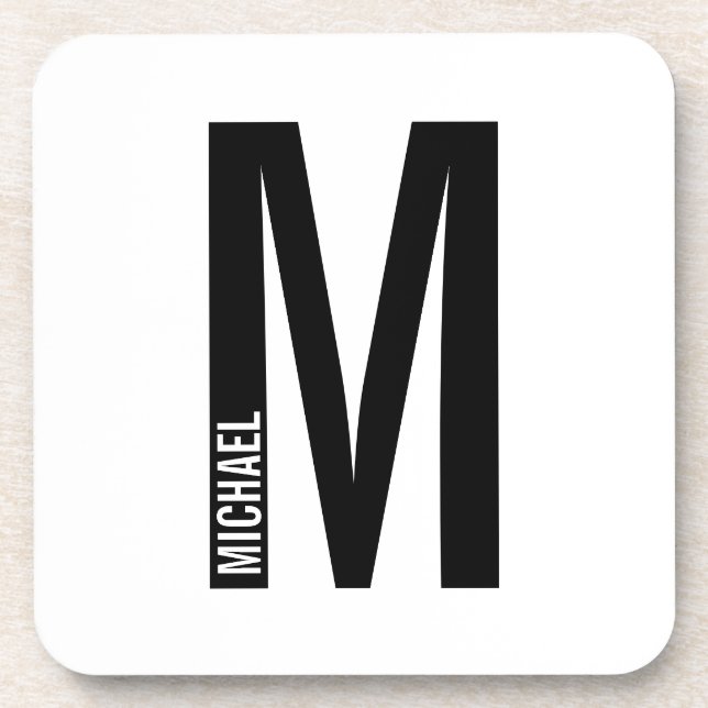 Modern Personalised Bold Monogram and Name Coaster (Front)