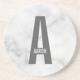 Modern Personalised Bold Monogram and Name Coaster