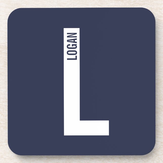 Modern Personalised Bold Monogram and Name Coaster (Front)