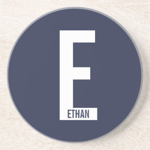 Modern Personalised Bold Monogram and Name Coaster