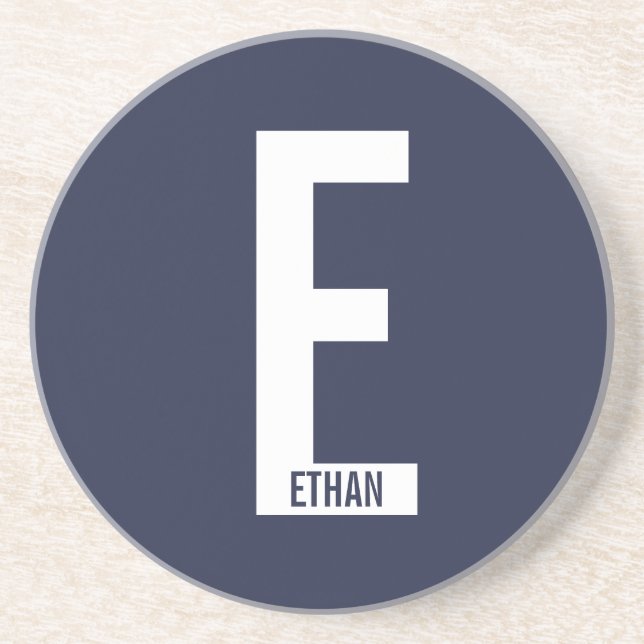 Modern Personalised Bold Monogram and Name Coaster (Front)