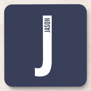 Modern Personalised Bold Monogram and Name Coaster
