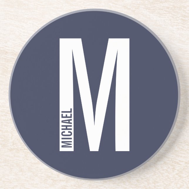 Modern Personalised Bold Monogram and Name Coaster (Front)