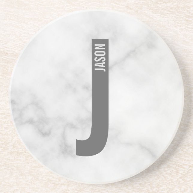 Modern Personalised Bold Monogram and Name Coaster (Front)