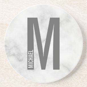 Modern Personalised Bold Monogram and Name Coaster