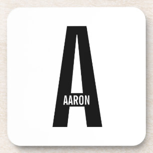 Modern Personalised Bold Monogram and Name Coaster