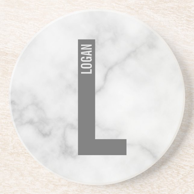Modern Personalised Bold Monogram and Name Coaster (Front)