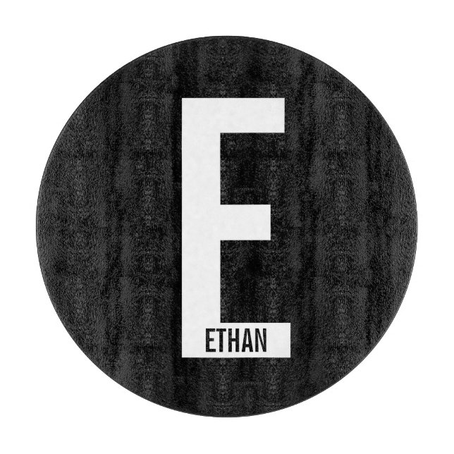Modern Personalised Bold Monogram and Name Cutting Board (Front)