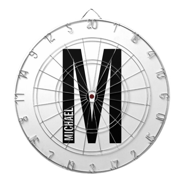 Modern Personalised Bold Monogram and Name Dartboard (Front)