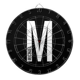 Modern Personalised Bold Monogram and Name Dartboard