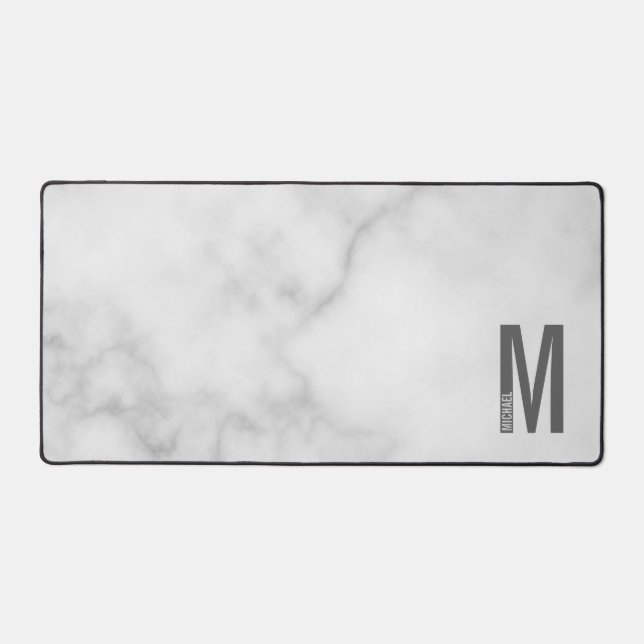 Modern Personalised Bold Monogram and Name Desk Mat (Front)
