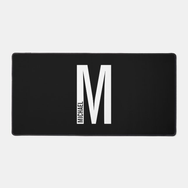 Modern Personalised Bold Monogram and Name Desk Mat (Front)