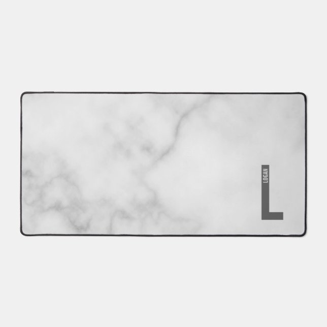 Modern Personalised Bold Monogram and Name Desk Mat (Front)