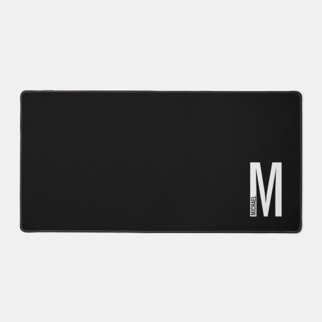 Modern Personalised Bold Monogram and Name Desk Mat (Front)