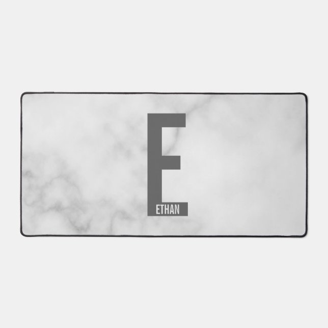 Modern Personalised Bold Monogram and Name Desk Mat (Front)