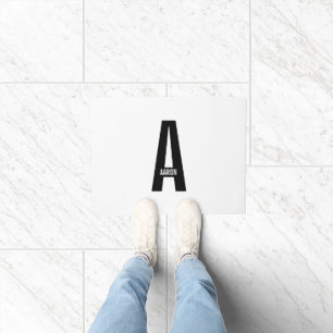 Modern Personalised Bold Monogram and Name Doormat