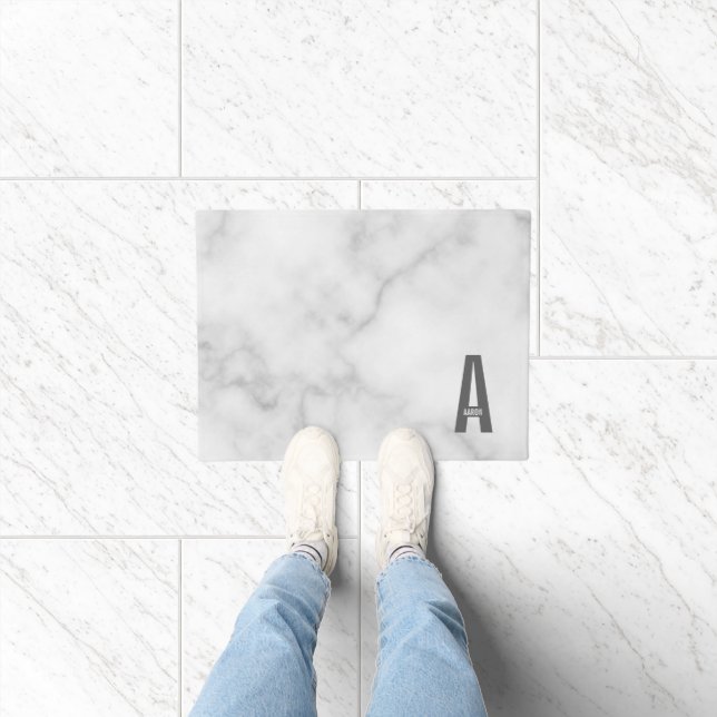 Modern Personalised Bold Monogram and Name Doormat (Indoor)