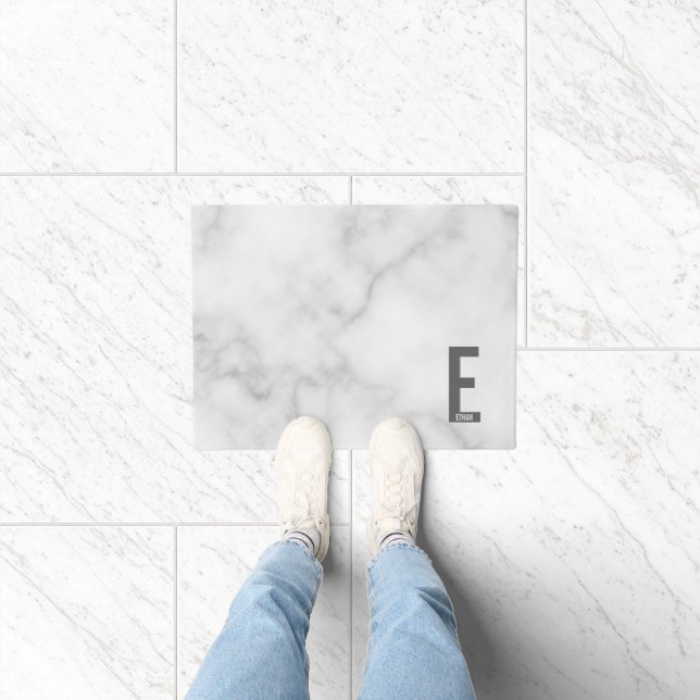 Modern Personalised Bold Monogram and Name Doormat (Indoor)