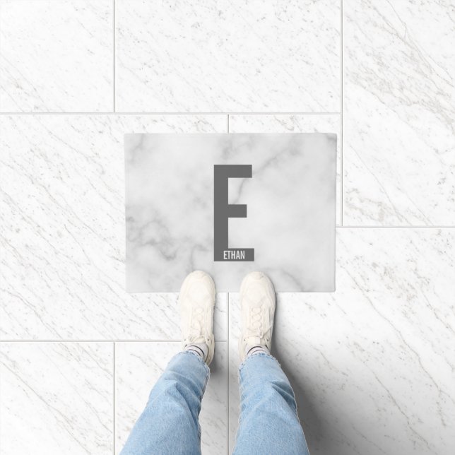 Modern Personalised Bold Monogram and Name Doormat (Indoor)