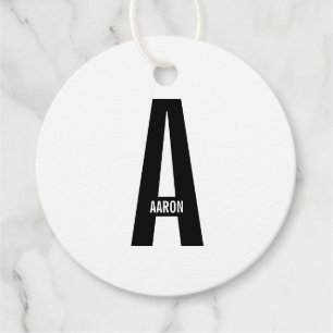 Modern Personalised Bold Monogram and Name Favour Tags