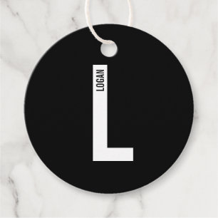 Modern Personalised Bold Monogram and Name Favour Tags