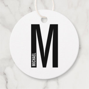 Modern Personalised Bold Monogram and Name Favour Tags