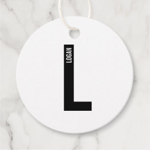 Modern Personalised Bold Monogram and Name Favour Tags