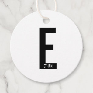 Modern Personalised Bold Monogram and Name Favour Tags