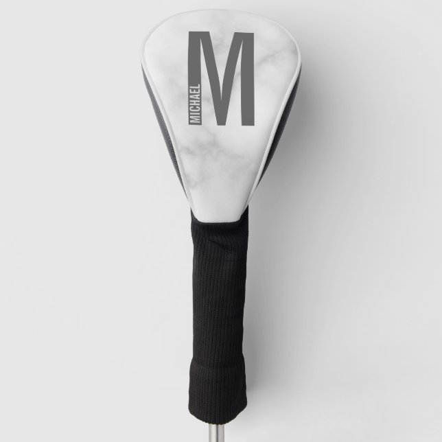 Modern Personalised Bold Monogram and Name Golf Head Cover (Front)