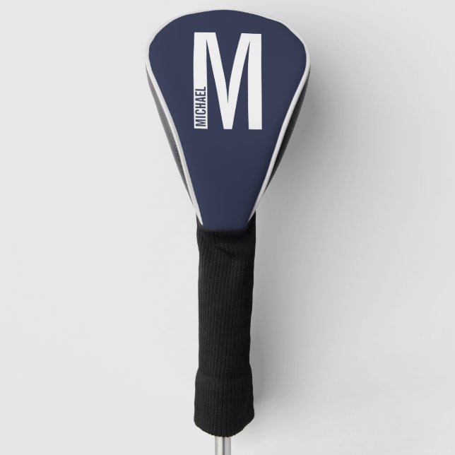 Modern Personalised Bold Monogram and Name Golf Head Cover (Front)