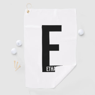 Modern Personalised Bold Monogram and Name Golf Towel