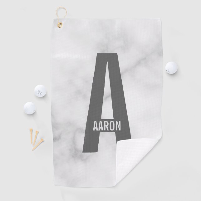 Modern Personalised Bold Monogram and Name Golf Towel (InSitu)