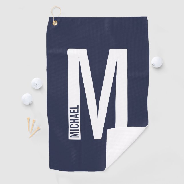 Modern Personalised Bold Monogram and Name Golf Towel (InSitu)