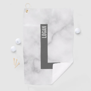 Modern Personalised Bold Monogram and Name Golf Towel