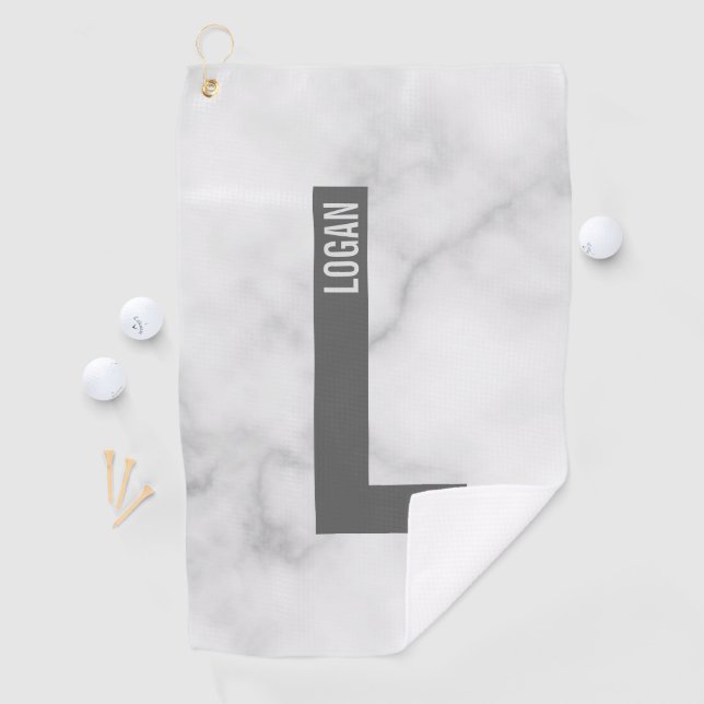Modern Personalised Bold Monogram and Name Golf Towel (InSitu)