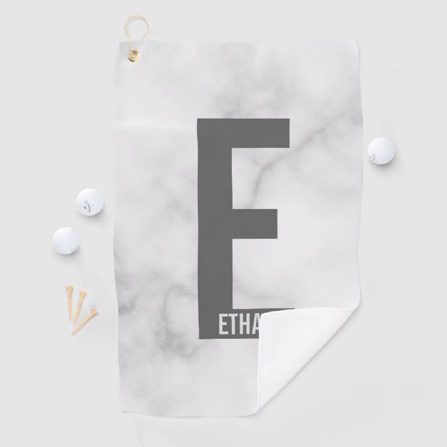Modern Personalised Bold Monogram and Name Golf Towel (InSitu)