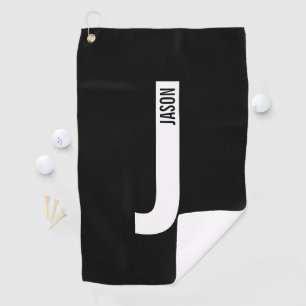 Modern Personalised Bold Monogram and Name Golf Towel