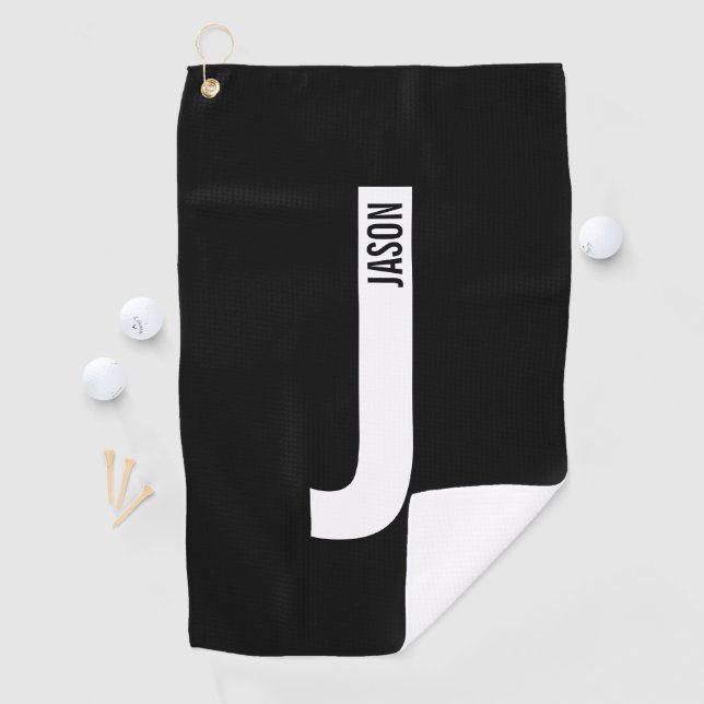 Modern Personalised Bold Monogram and Name Golf Towel (InSitu)