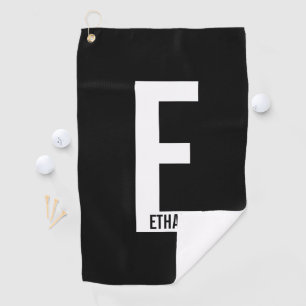 Modern Personalised Bold Monogram and Name Golf Towel