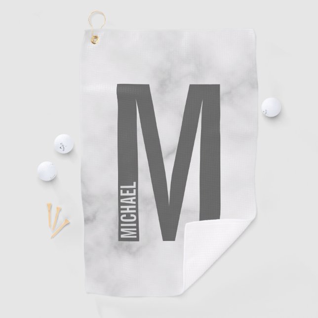 Modern Personalised Bold Monogram and Name Golf Towel (InSitu)