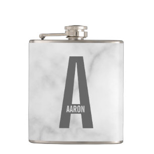 Modern Personalised Bold Monogram and Name Hip Flask