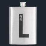 Modern Personalised Bold Monogram and Name Hip Flask<br><div class="desc">Modern Monogram Design featuring personalised monogram letter "L" and name in modern bold sans serif font style.

Perfect gift for him,  father's day gift,  groomsman gift and more.</div>
