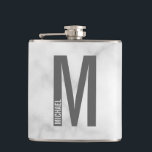 Modern Personalised Bold Monogram and Name Hip Flask<br><div class="desc">Modern Monogram Design featuring personalised monogram letter "M" and name in modern bold sans serif font style.

Perfect gift for him,  father's day gift,  groomsman gift and more.</div>
